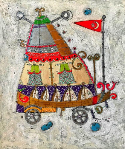 Ayfer Kalsın, 70x60 cm,
mixed media on canvas, 2023
Journey / Seyrüsefer series